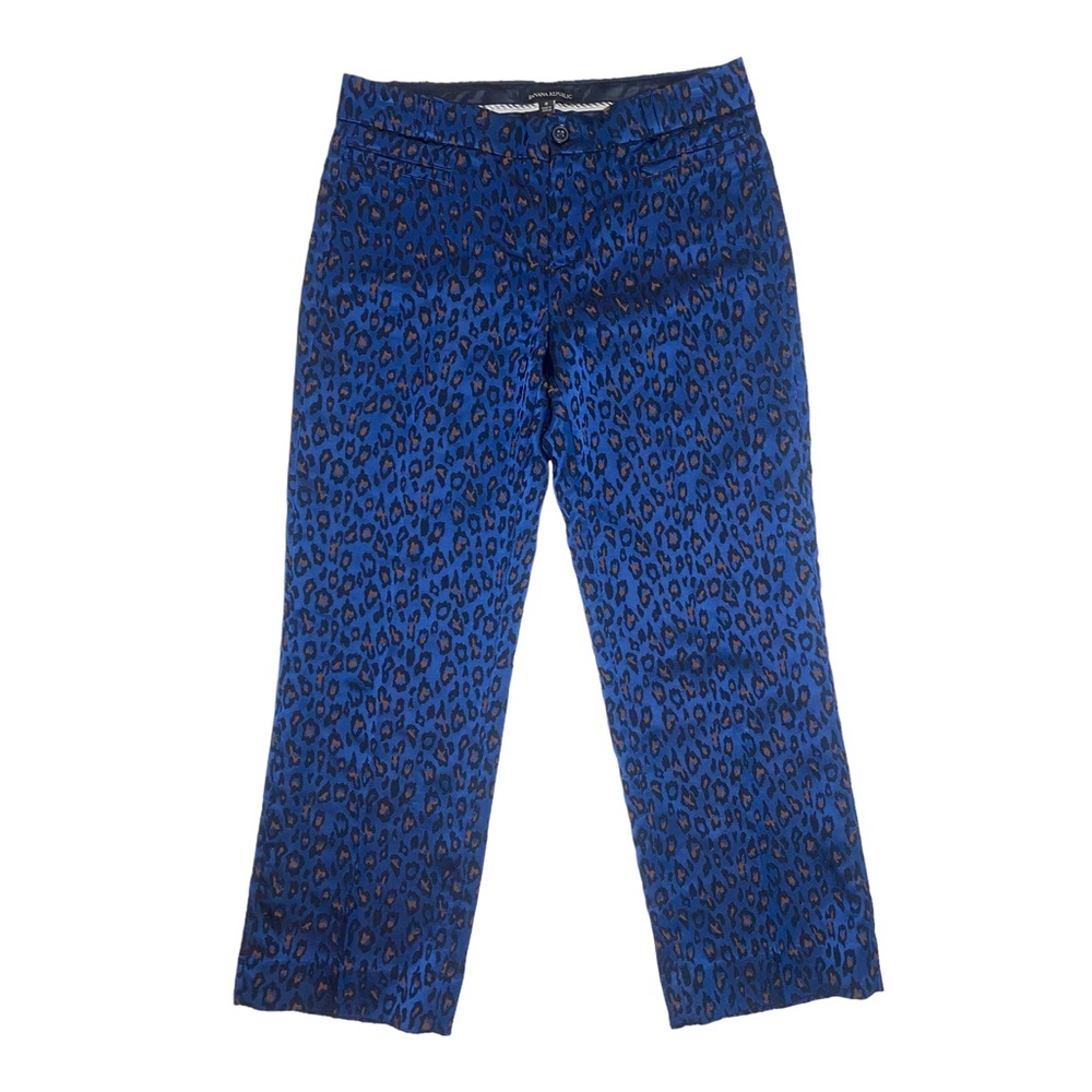 Banana Republic Blue Cheetah Print Logan Crop Pants Women's Size 2